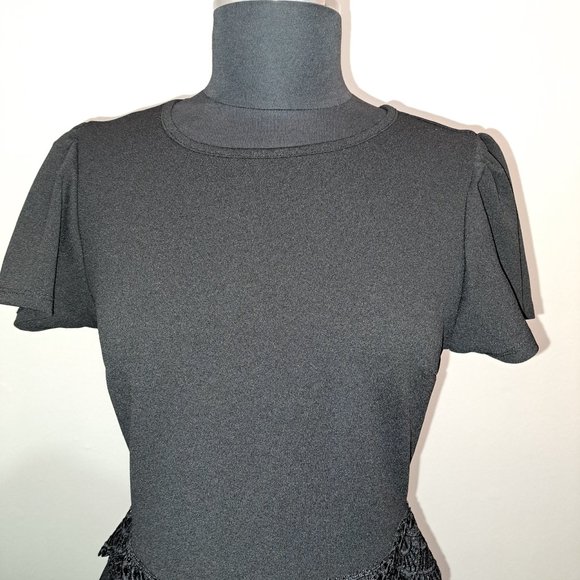 Haute Monde Blouse Plus Waist Lace Short Sleeve Black Color Size M Preowned - Picture 4 of 9